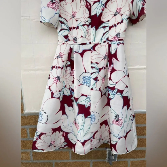 CAROLINA HERRERA Oleander Print Silk Fit & flare dress size 10 - Picture 8 of 16